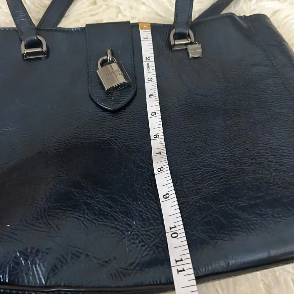 Guess vegan leather tote metallic blue